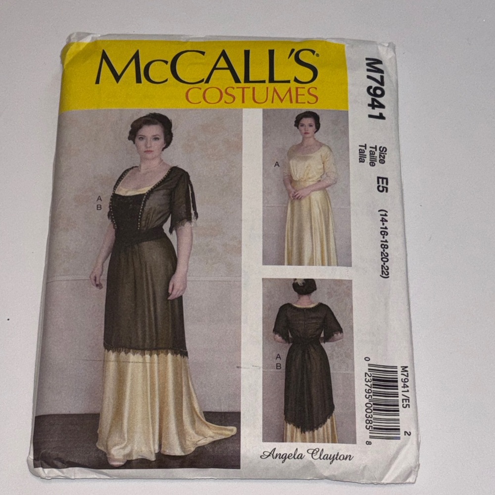 McCall's M7941 historical costume pattern designed by Angela Clayton sizes 14-22